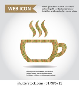 Cup web icon with vapor, flat, vector.