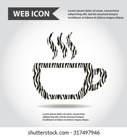 Cup web icon with vapor, flat, vector.