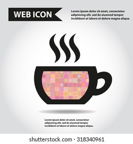 Cup web icon with vapor, flat, vector.