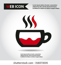 Cup web icon with vapor, flat, vector.