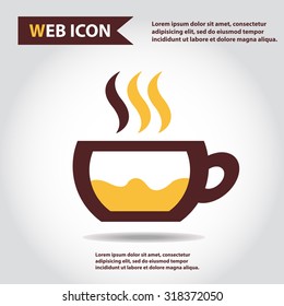 Cup web icon with vapor, flat, vector.