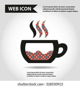 Cup web icon with vapor, flat, vector.