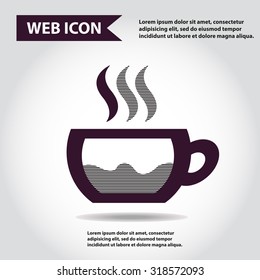 Cup web icon with vapor, flat, vector.