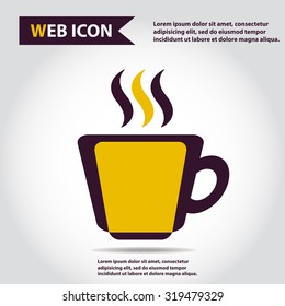 Cup web icon with vapor, flat, vector.