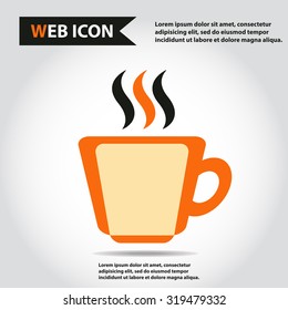 Cup web icon with vapor, flat, vector.