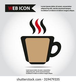 Cup web icon with vapor, flat, vector.