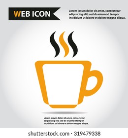Cup web icon with vapor, flat, vector.