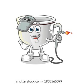 cup welder mascot. cartoon vector