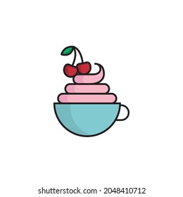 A Cup with whipped cream and cherry on top