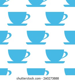 Cup white and blue seamless pattern for web design. Vector symbol