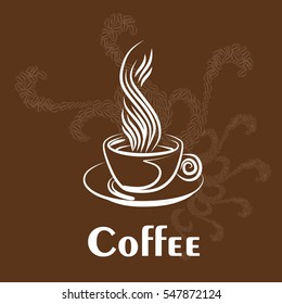 A cup of white coffee, vector, hand drown