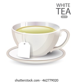 Cup of White Tea isolated on white background. Vector illustration.