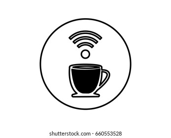 Cup wi-fi, icon, vector illustration eps10