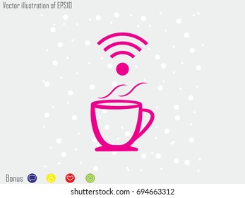 Cup wi-fi, icon, vector illustration eps10