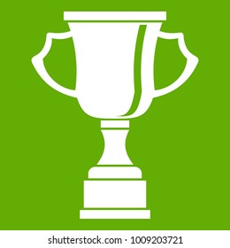Cup for win icon white isolated on green background. Vector illustration