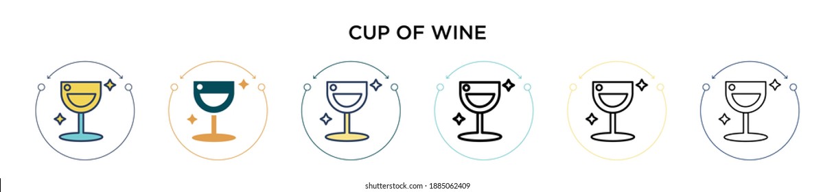 Cup of wine icon in filled, thin line, outline and stroke style. Vector illustration of two colored and black cup of wine vector icons designs can be used for mobile, ui, web