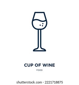 icono de copa de vino de la colección de alimentos. Ligera taza lineal de vino, vino, icono de contorno de copa aislado sobre fondo blanco. Vector de línea taza de señal de vino, símbolo para web y móvil