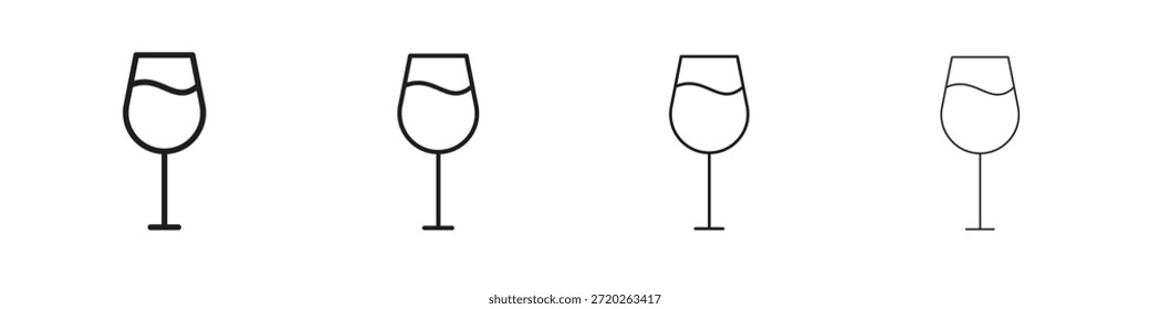 Taça de ícones de vinho Contorno de símbolo de vetor sinal