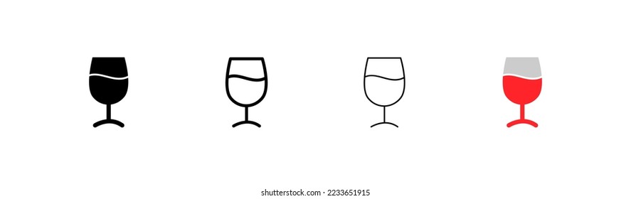 Cup of wine line icon. Bottle, bottle, glass, hand, aging, time, taste, smell, cellar, storage conditions, temperature. Restaurant concept. Vector four icon in different style on white background