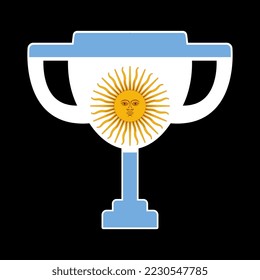 Cup of the winner of the competition in the color of Argentina. Vector illustration.