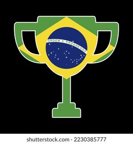 Cup of the winner of the competition in the color of Brazil. Vector illustration.