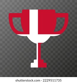 Cup of the winner of the competition in the color of Denmark. Vector illustration.