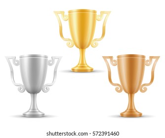 cup winner gold silver bronze stock vector illustration isolated on white background