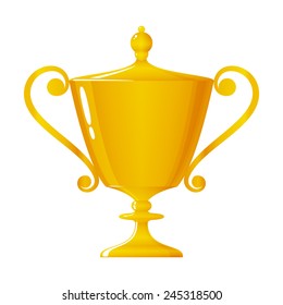 Cup of winner, gold trophy cup on a white background , vector illustration