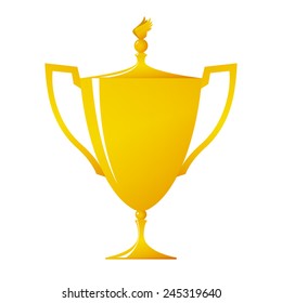 Cup of winner, gold trophy cup on white background , vector illustration