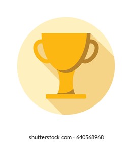 Cup winner icon in flat style on circle for web, infographics and creative design