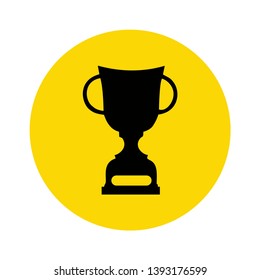 cup winner illustration icon symbol, in yellow circle design vector