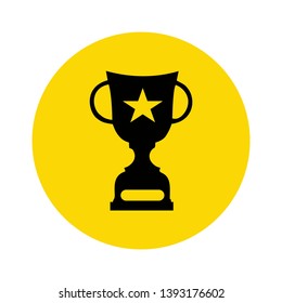 cup winner illustration icon symbol, in yellow circle design vector