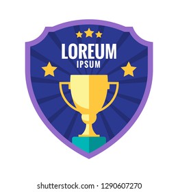 Cup winner logo. Emblem. The idea of achieving victory. Logo competition. Trophy in flat style. Vector sign template.
