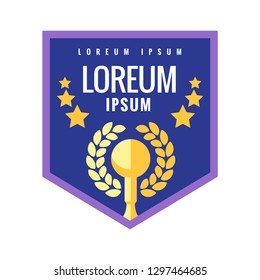 Cup winner logo. Emblem. The idea of achieving victory. Logo competition. Trophy in flat style. Vector sign template.