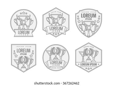Cup winner logo or emblem. The idea of achieving victory. First second and third place. Vector sign template.