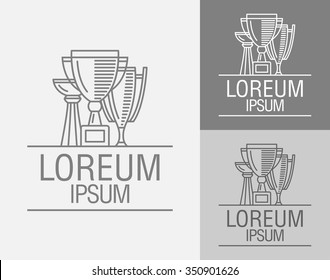Cup winner logo. The idea of achieving victory. First second and third place. Vector sign template.