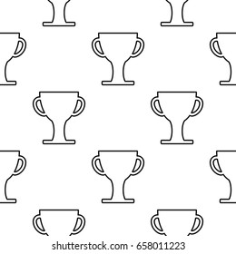 Cup winner seamless pattern in outline style for web and infographics. Isolated vector illustration