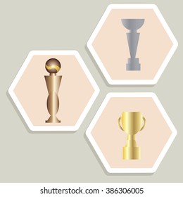 Cup for the winner. Set of icons in a flat style.