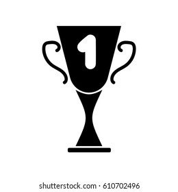 Cup winner sign. Symbol of prize. Monochrome trophy isolated on white background. Achievement win mark. Concept of award. Modern art scoreboard. Stock vector illustration