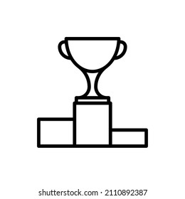 Cup for winner thin line icon. Symbol of victory, success. Sport prize. Modern vector illustration.