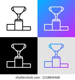 Cup für Sieger dünne Linie Symbol. Symbol des Sieges, des Erfolgs. Sportpreis. Moderne Vektorgrafik.