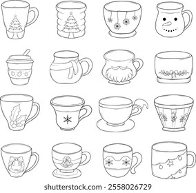 cup with winter decoration cartoon