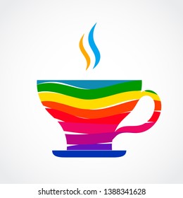 Cup wrapped in rainbow ribbons