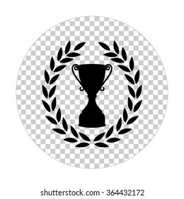 Cup with wreath  - black vector icon