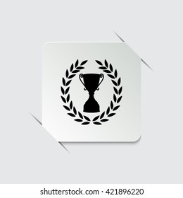 Cup with wreath -  black vector icon