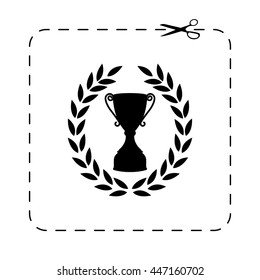 Cup with wreath  - black vector icon