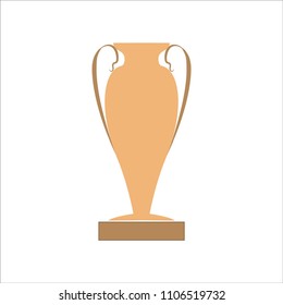 Cup wreath gold sign. Modern symbol of victory, award achievement sport. Insignia ceremony awarding of winner tournament. Colorful template for badge, tag. Design element. Vector illustration