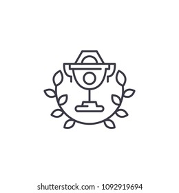 Cup & wreath linear icon concept. Cup & wreath line vector sign, symbol, illustration.