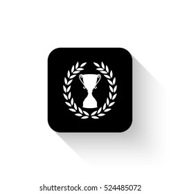 Cup with wreath - white vector  icon with shadow