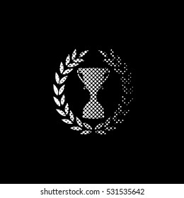 Cup with wreath - white vector icon ; halftone illustration